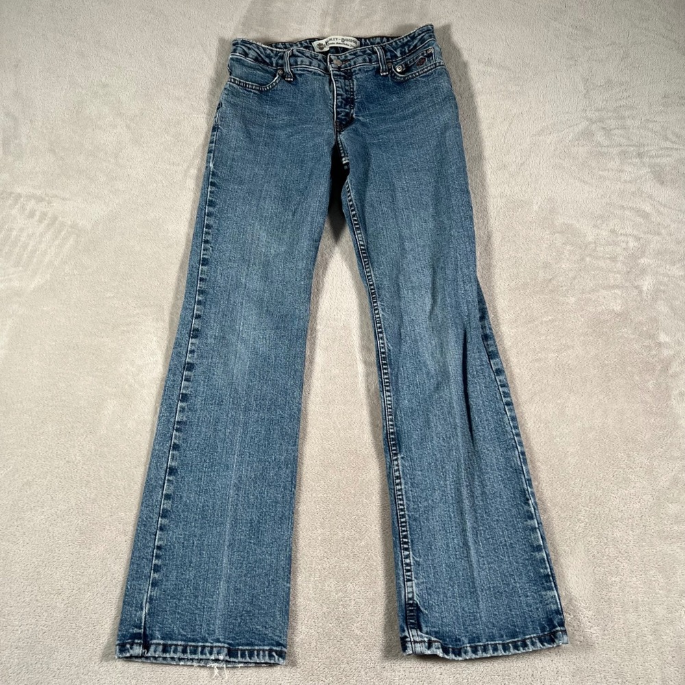 Harley Davidson Bootcut Jeans Women's Size 6 Medium Wash Denim Low Rise Western